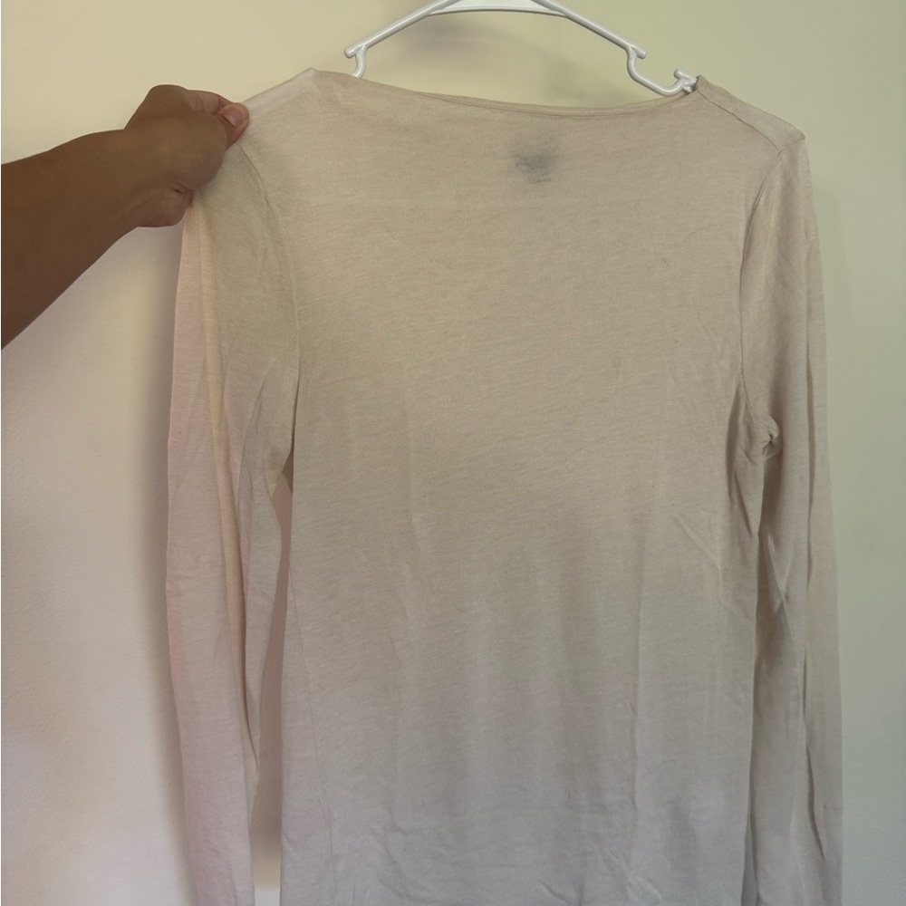 J. Crew Light Beige Long Sleeve boatneck Top